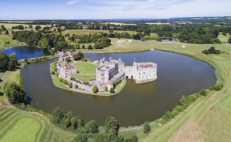 An aerial panorama of Leeds Castle