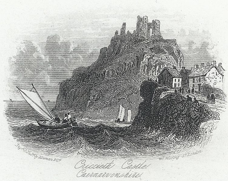 View of Cricieth Castle perched on the cliff.
