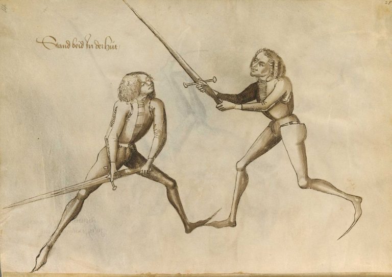 Page from the historical Fechtbuch ('fencing book') by German fencing master Hans Talhoffer.