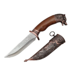 Wolf Design Dagger with Engraved Sheath
