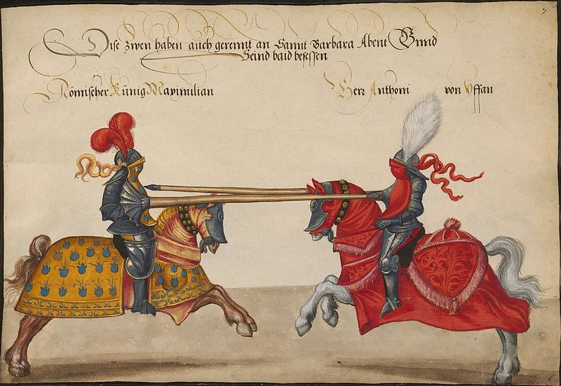 Tournament book. Knight games held by Emperor Frederick III & Emperor Maximilian I between 1489 and 1511.