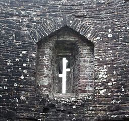 An arrowslit at White Castle, Wales.