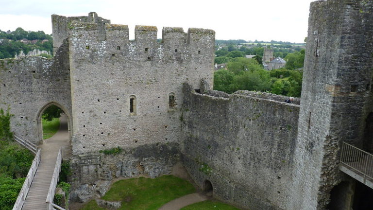 A barbican at Chepstow Castle.