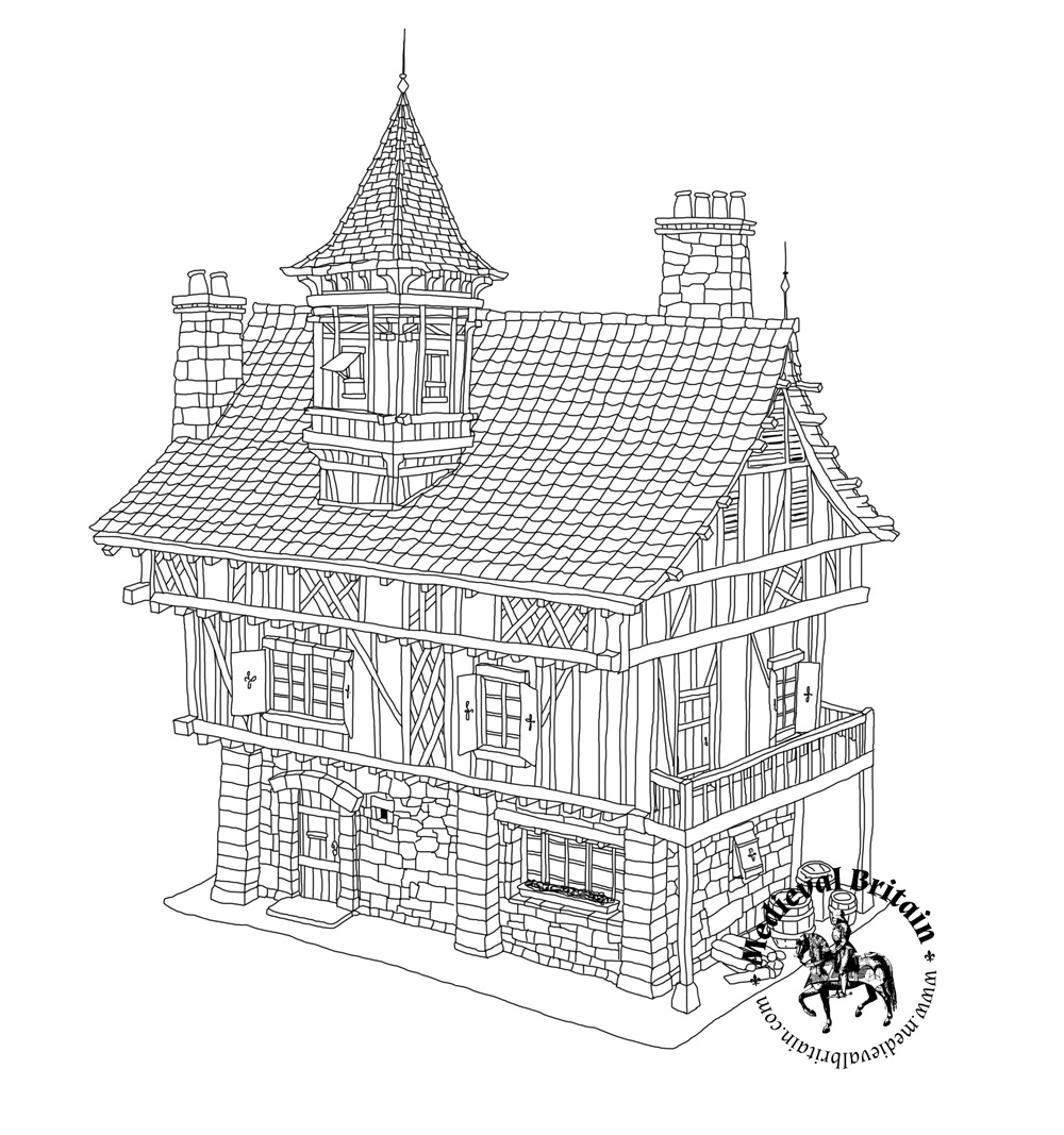 Different parts and styles of a typical medieval house.