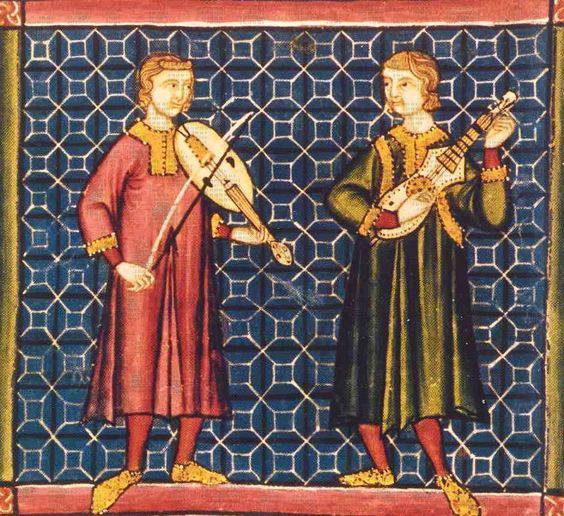 Medieval musicians playing for Cantigas de Santa María de Alfonso X the Wise.