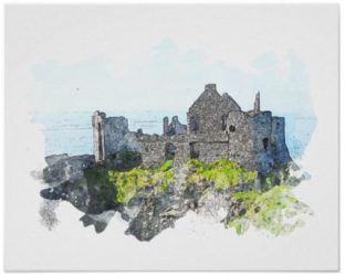 Dunluce Castle Watercolor Poster