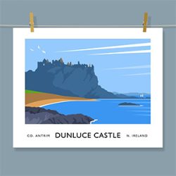 Dunluce Castle, County Antrim - vintage style art print of Ireland