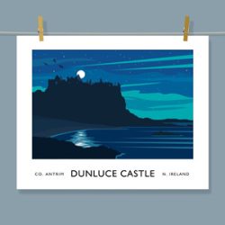 Dunluce Castle, County Antrim - vintage style art print of Ireland