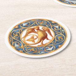 Thirteenth-Century Medieval Harpy Ornament Round Paper Coaster