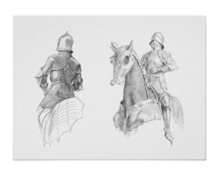 German Armoured equipment for Knight and Horse Poster