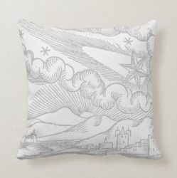 Medieval Comet Star Above the City Throw Pillow