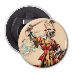 Knight at Tournament with Sword (1874) Lithograph Bottle Opener