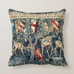 Quest for the Holy Grail Tapestry Deer and Shields Throw Pillow