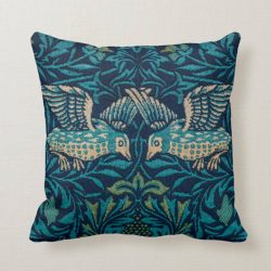 Tapestry Embroidered Medieval Birds by Morris Throw Pillow