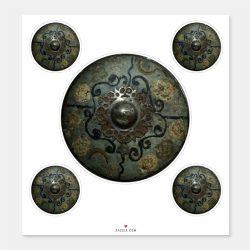 Buckler Shield - Painted Wood Stickers